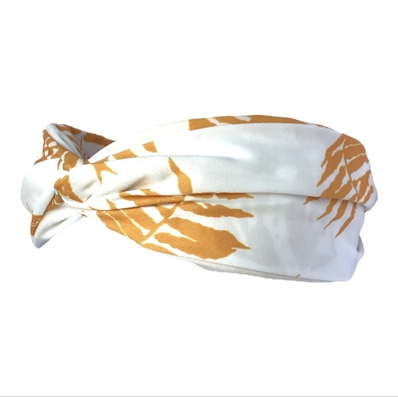 TWO Left! The Cutest Yellow and White Tropical Print Top Knot Headband - Picture 4 of 6